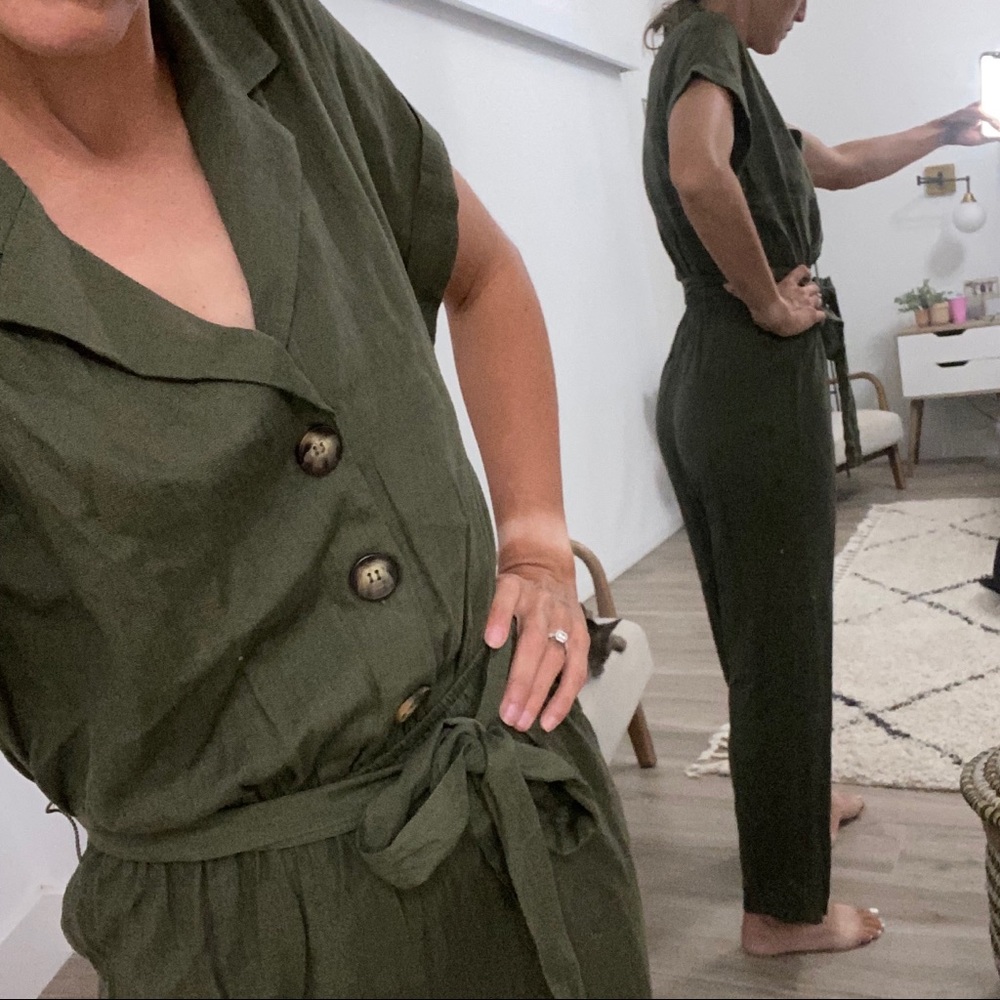 & Harmony Army Green Button Front Jumpsuit - image 7
